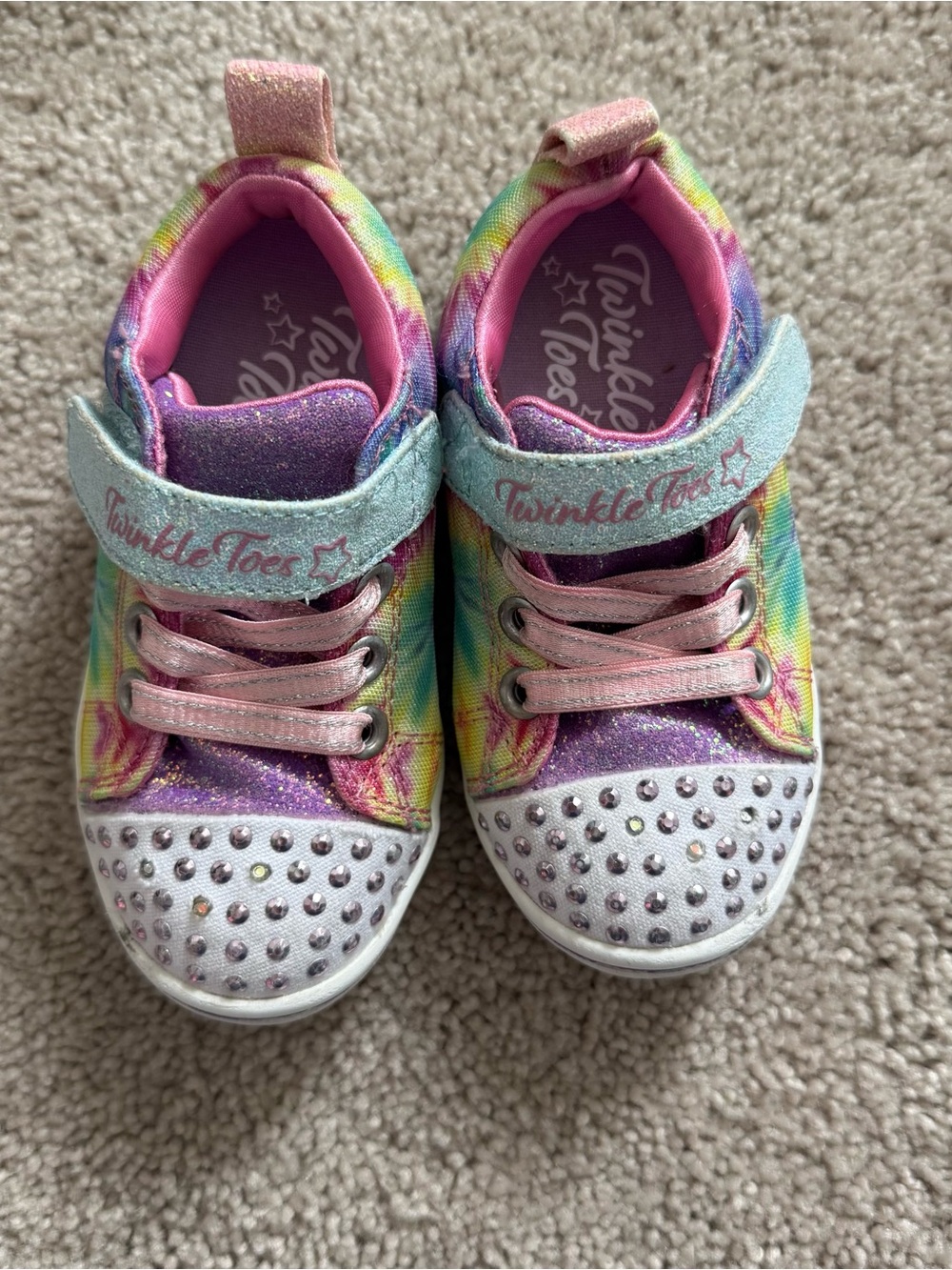 Twinkle Toes Tie Dye Multicolor Glitter Light-Up Sneakers Pink Toddler 6.5